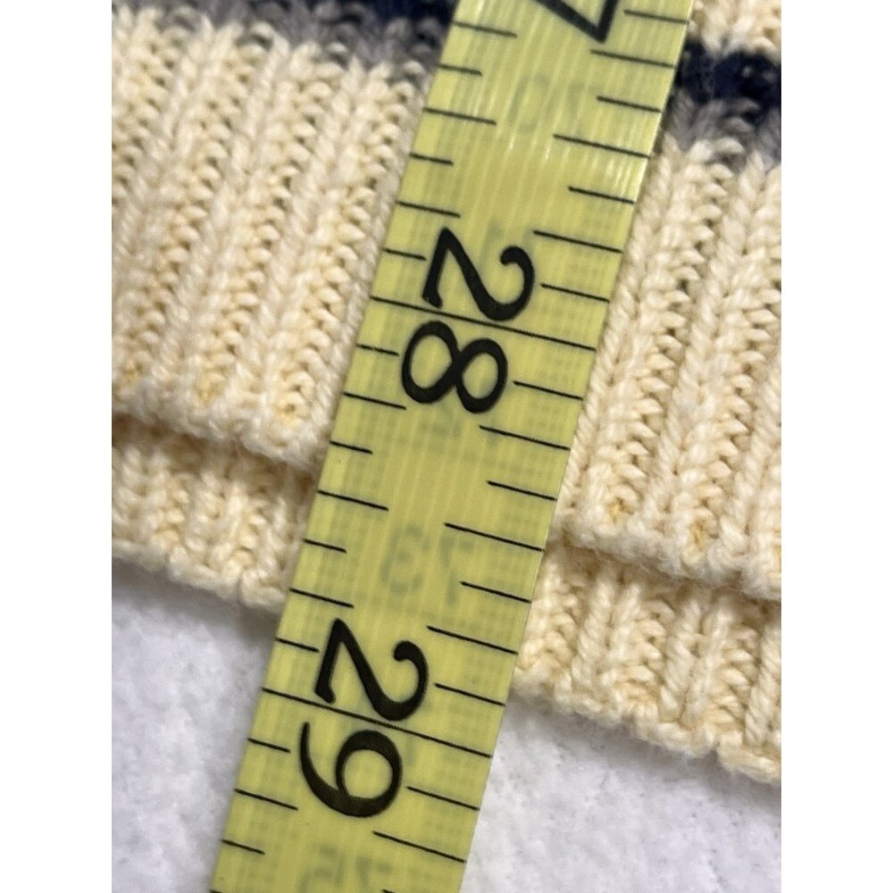 Vtg Carmel Cotton Knit Sweater Cream Yellow Blue Trim Golfer Made in USA L Golf - Picture 9 of 11